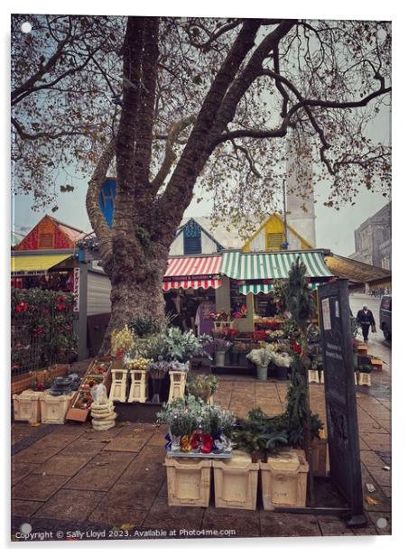 A Wintry Day at Norwich Market Acrylic by Sally Lloyd