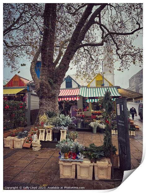 A Wintry Day at Norwich Market Print by Sally Lloyd