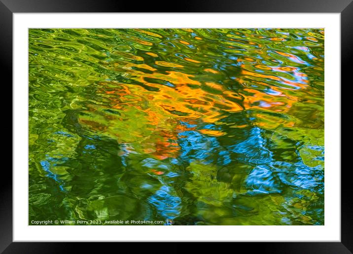 Orange Green Blue Water Reflection Abstract Habikino Osaka Japan Framed Mounted Print by William Perry