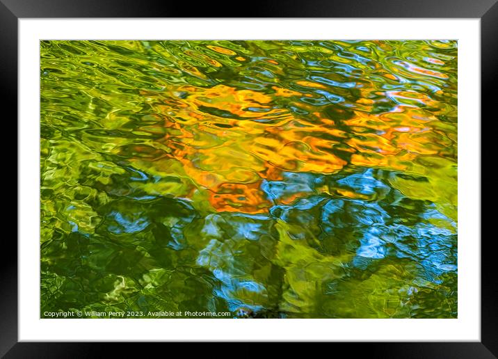 Orange Green Blue Water Reflection Abstract Habikino Osaka Japan Framed Mounted Print by William Perry