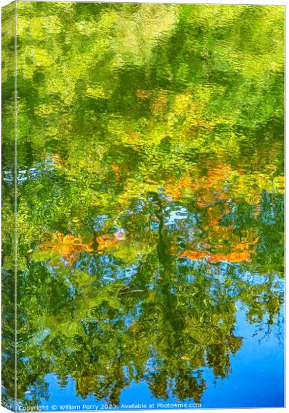 Orange Green Blue Water Wide Reflection Abstract Habikino Osaka  Canvas Print by William Perry