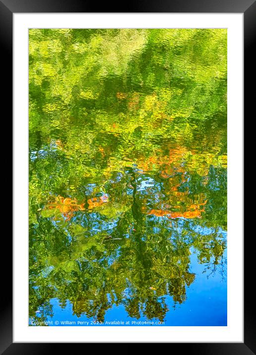 Orange Green Blue Water Wide Reflection Abstract Habikino Osaka  Framed Mounted Print by William Perry