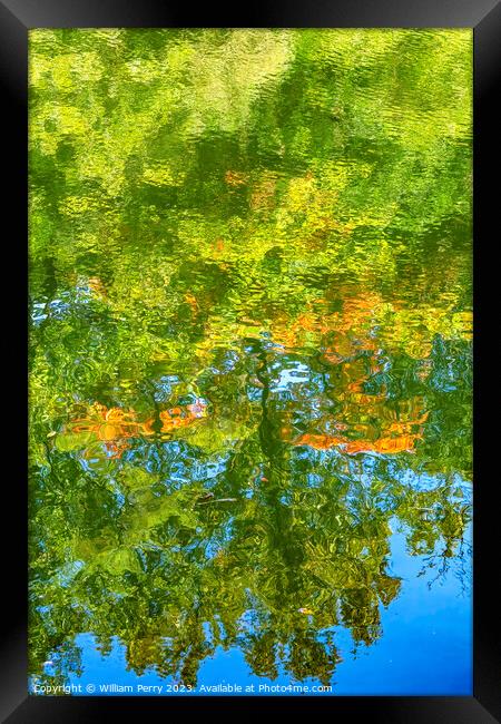 Orange Green Blue Water Wide Reflection Abstract Habikino Osaka  Framed Print by William Perry