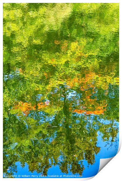 Orange Green Blue Water Wide Reflection Abstract Habikino Osaka  Print by William Perry