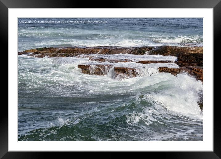 Waves on Rocks Framed Mounted Print by Tom McPherson