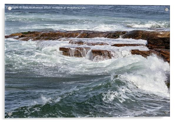 Waves on Rocks Acrylic by Tom McPherson