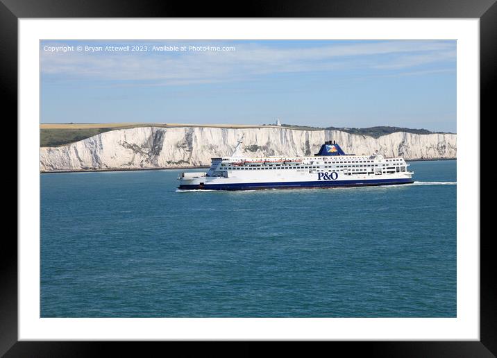 P&O ferry white cliffs of Dover Framed Mounted Print by Bryan Attewell