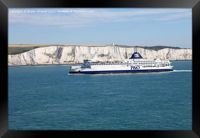 P&O ferry white cliffs of Dover Framed Print by Bryan Attewell