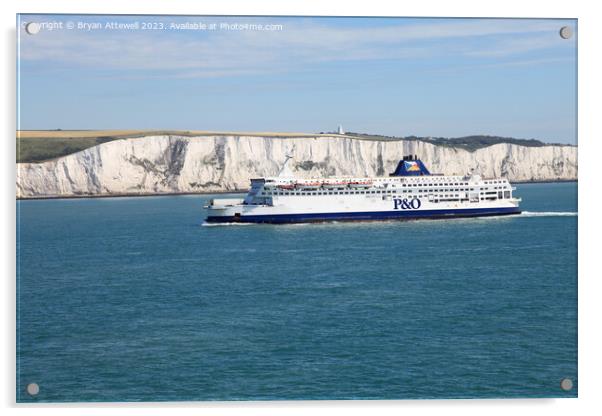 P&O ferry white cliffs of Dover Acrylic by Bryan Attewell
