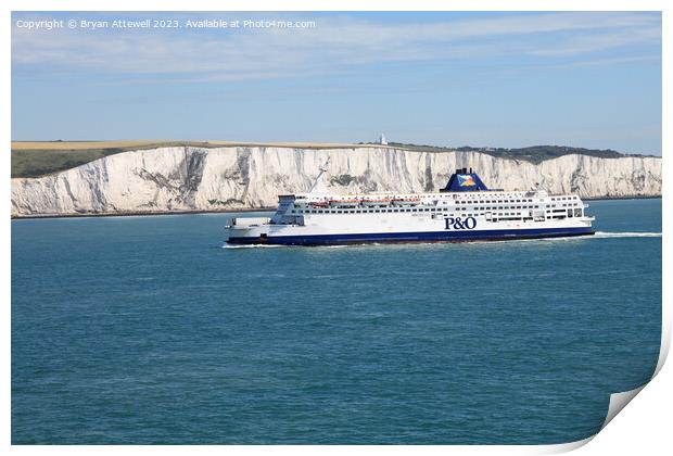 P&O ferry white cliffs of Dover Print by Bryan Attewell