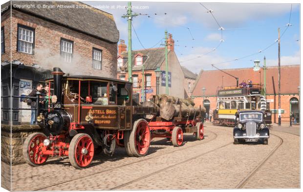 Street scene in the town at Beamish Museum  Canvas Print by Bryan Attewell