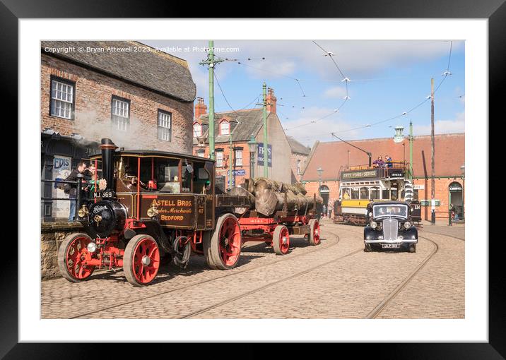 Street scene in the town at Beamish Museum  Framed Mounted Print by Bryan Attewell