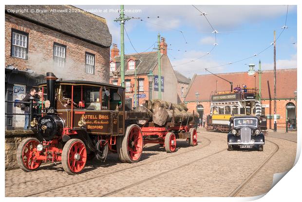 Street scene in the town at Beamish Museum  Print by Bryan Attewell