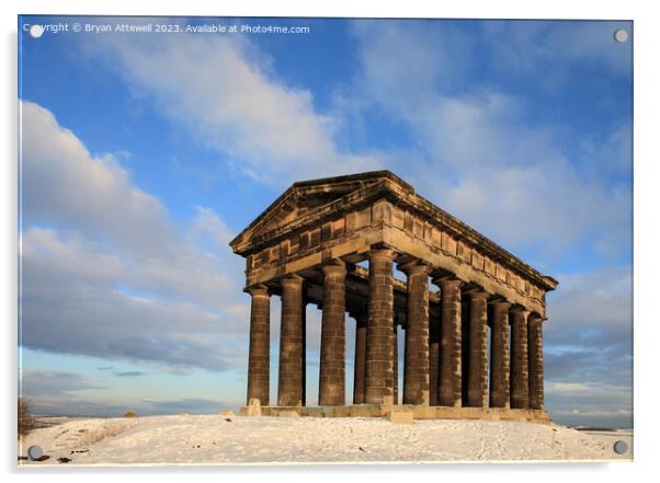 A winter view of Penshaw Monument Acrylic by Bryan Attewell