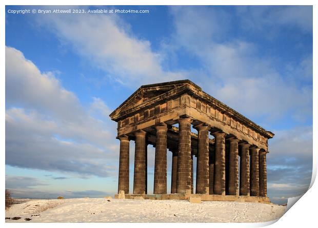 A winter view of Penshaw Monument Print by Bryan Attewell