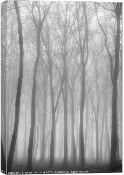  misty woodland soft focus Canvas Print by Simon Johnson