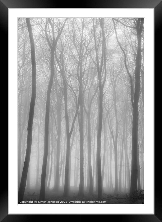  misty woodland soft focus Framed Mounted Print by Simon Johnson