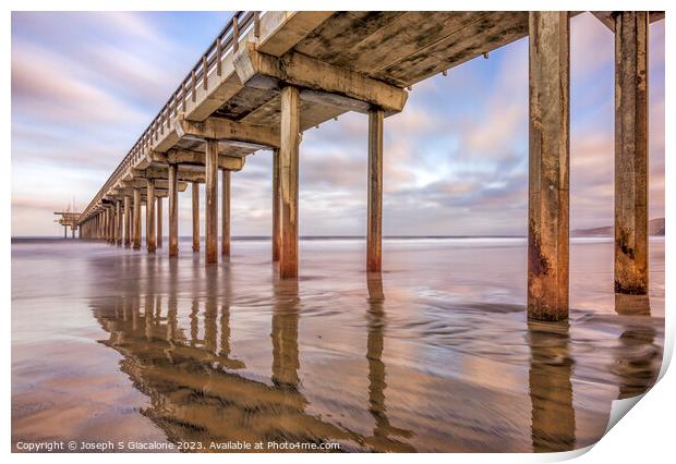 Pastel Hues At Scripps Pier Print by Joseph S Giacalone