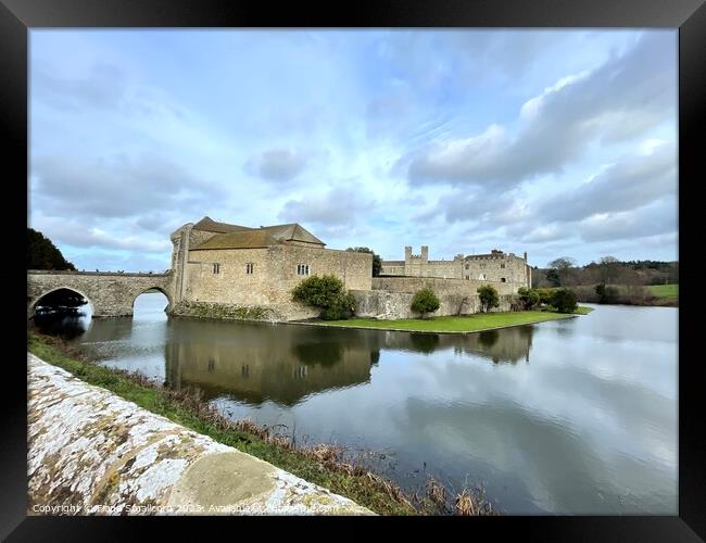 Reflections on Leeds Castle, Kent Framed Print by Fiona Smallcorn