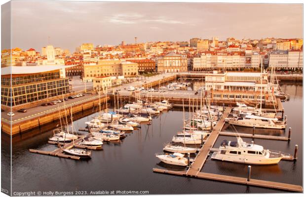 La Coruna at sunrise Spain Canvas Print by Holly Burgess