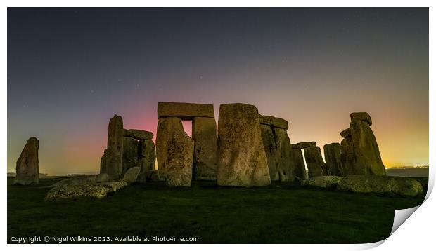 Stonehenge Aurora Print by Nigel Wilkins