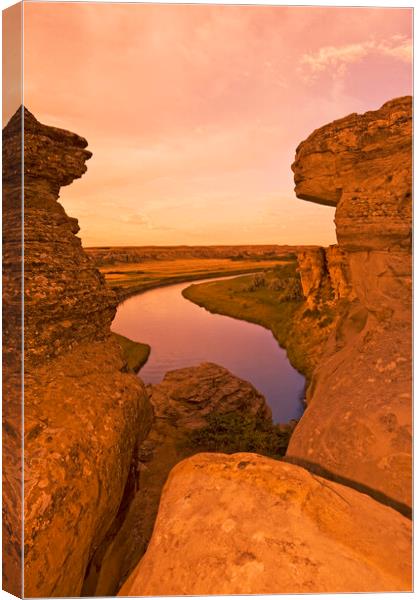 Writing On Stone Provincial Park Canvas Print by Dave Reede