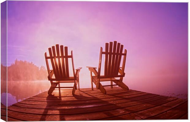 chairs on dock Canvas Print by Dave Reede