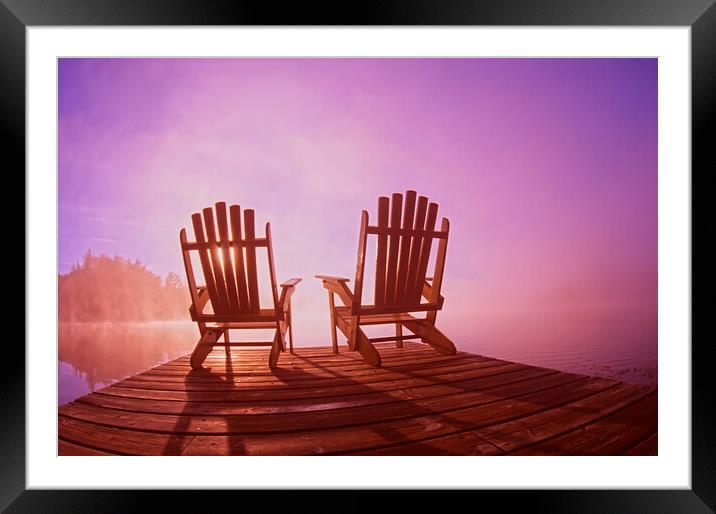 chairs on dock Framed Mounted Print by Dave Reede