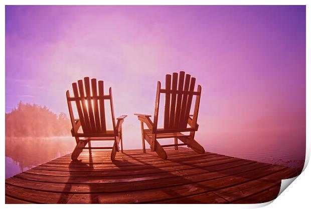 chairs on dock Print by Dave Reede