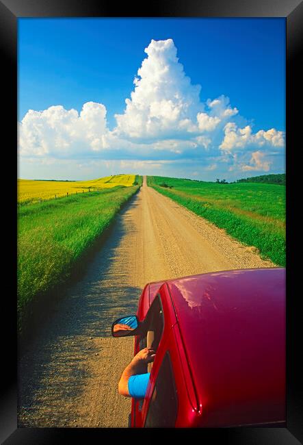truck on country Road Framed Print by Dave Reede