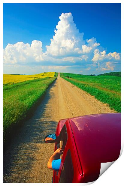 truck on country Road Print by Dave Reede