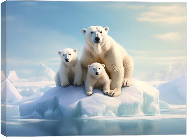 Polar Bear Family Canvas Print by Steve Smith
