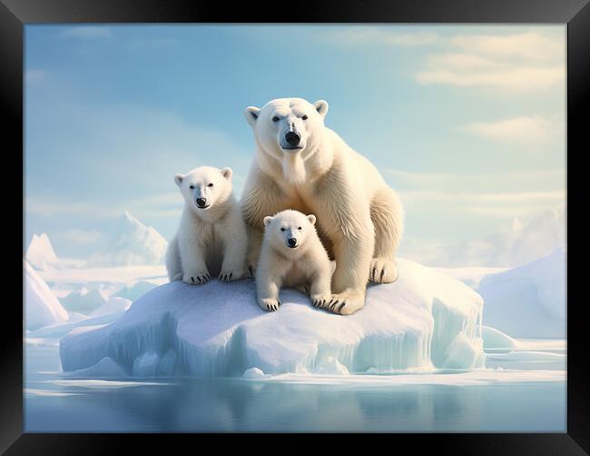 Polar Bear Family Framed Print by Steve Smith