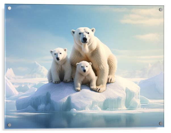 Polar Bear Family Acrylic by Steve Smith