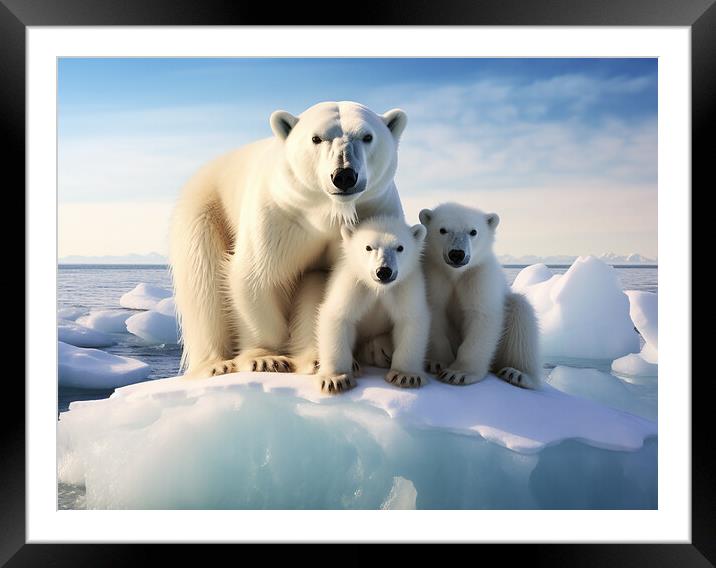 Polar Bear Family Framed Mounted Print by Steve Smith