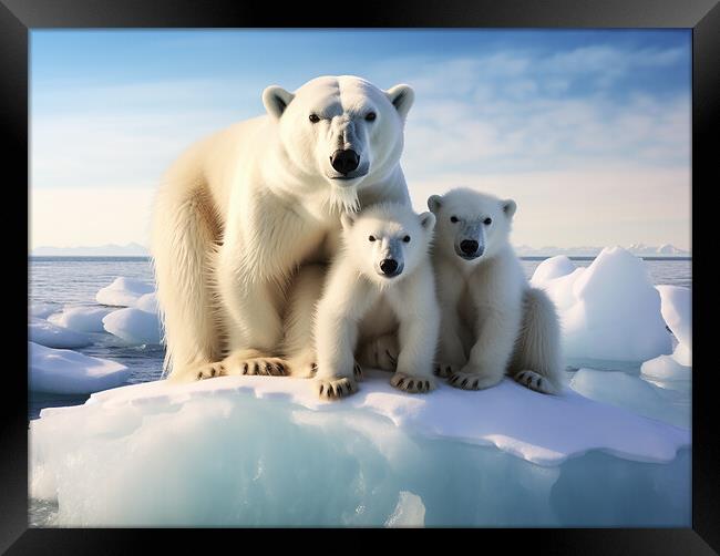 Polar Bear Family Framed Print by Steve Smith
