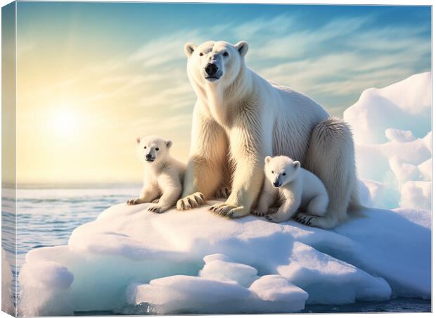 Polar Bear Family Canvas Print by Steve Smith
