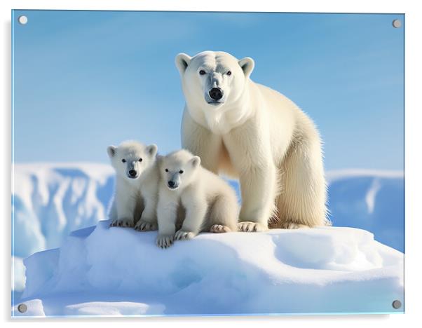 Polar Bear Family Acrylic by Steve Smith