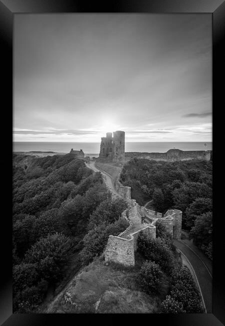 Scarborough Castle Black and White Framed Print by Apollo Aerial Photography