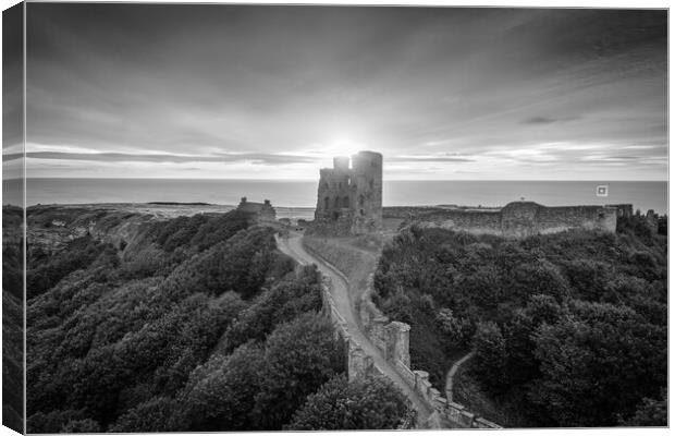 Scarborough Castle Black and White Canvas Print by Apollo Aerial Photography