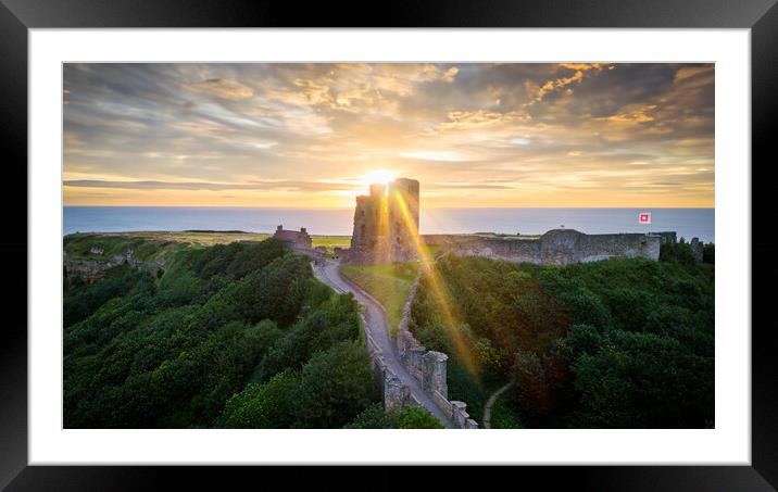 Scarborough Castle Sunrise Framed Mounted Print by Apollo Aerial Photography