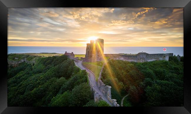 Scarborough Castle Sunrise Framed Print by Apollo Aerial Photography
