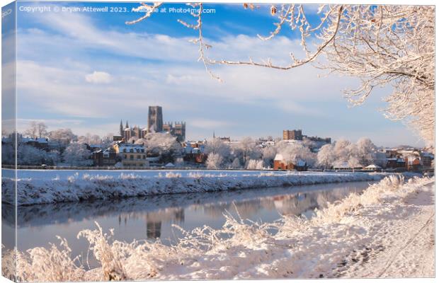 Durham cathedral and castle keep in the winter  Canvas Print by Bryan Attewell