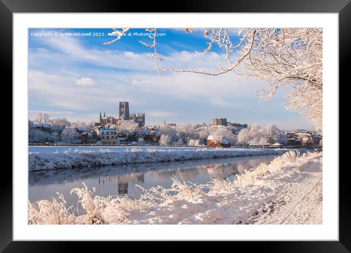 Durham cathedral and castle keep in the winter  Framed Mounted Print by Bryan Attewell