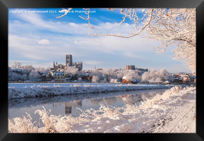 Durham cathedral and castle keep in the winter  Framed Print by Bryan Attewell