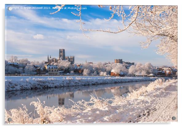 Durham cathedral and castle keep in the winter  Acrylic by Bryan Attewell