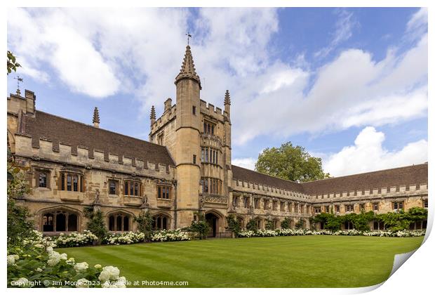 Magdalen College Great Quad Cloister Print by Jim Monk