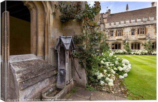 Magdalen College Cloisters Canvas Print by Jim Monk
