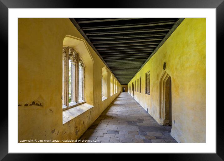 Magdalen College Cloisters Interior Framed Mounted Print by Jim Monk