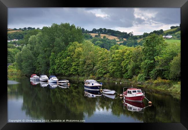 Boats on the River Dart, Devon Framed Print by Chris Harris
